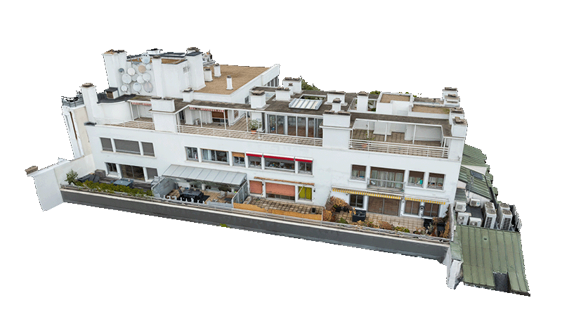 Modélisation pour projet de rénovation (rue de Ponthieu à Paris 8e) terrasse 3D