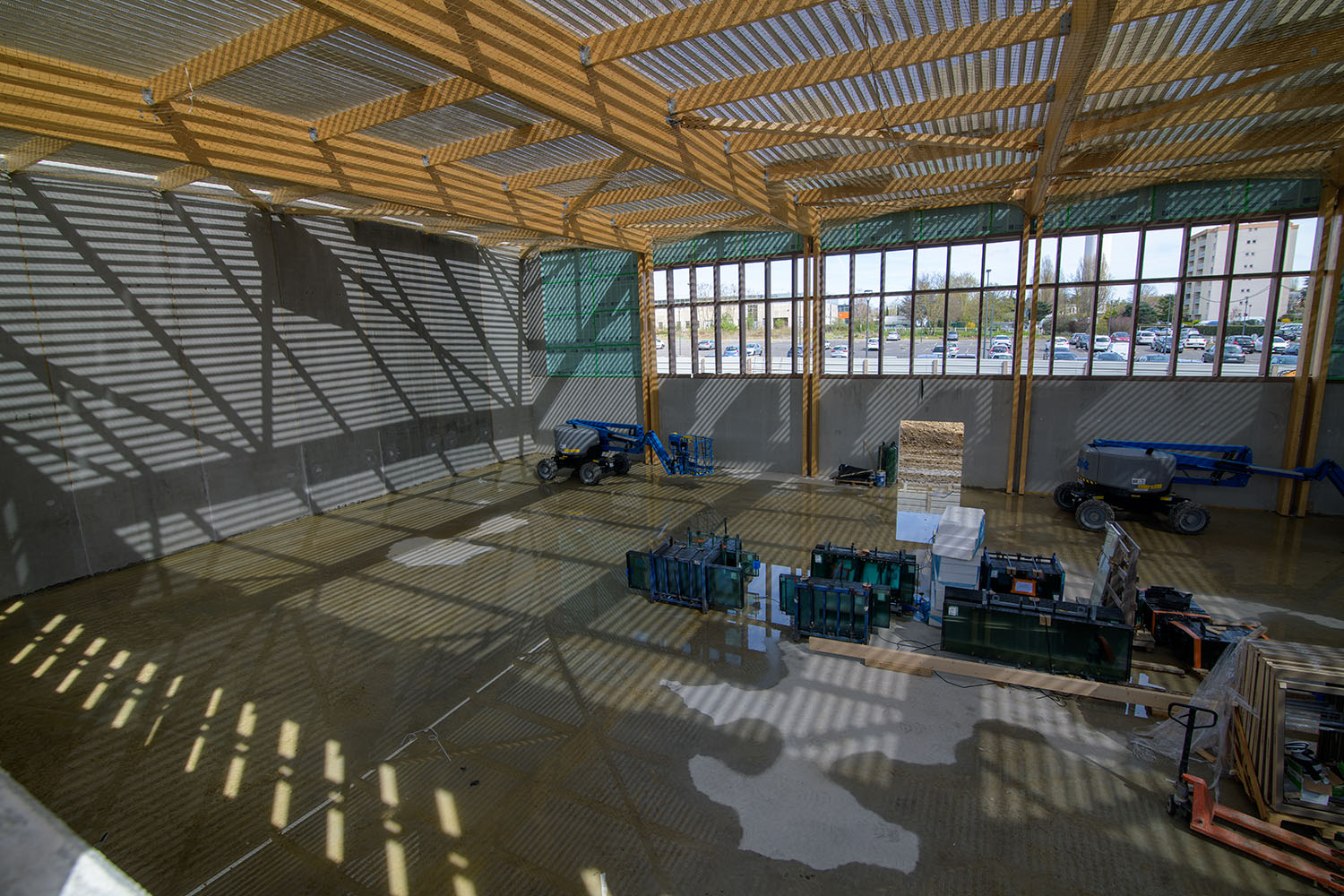 intérieur du gymnase en construction